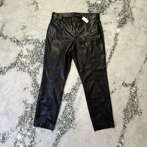 Gap Pants Womens Size 16‎ Black Faux Leather Ankle Straight Capri Trousers